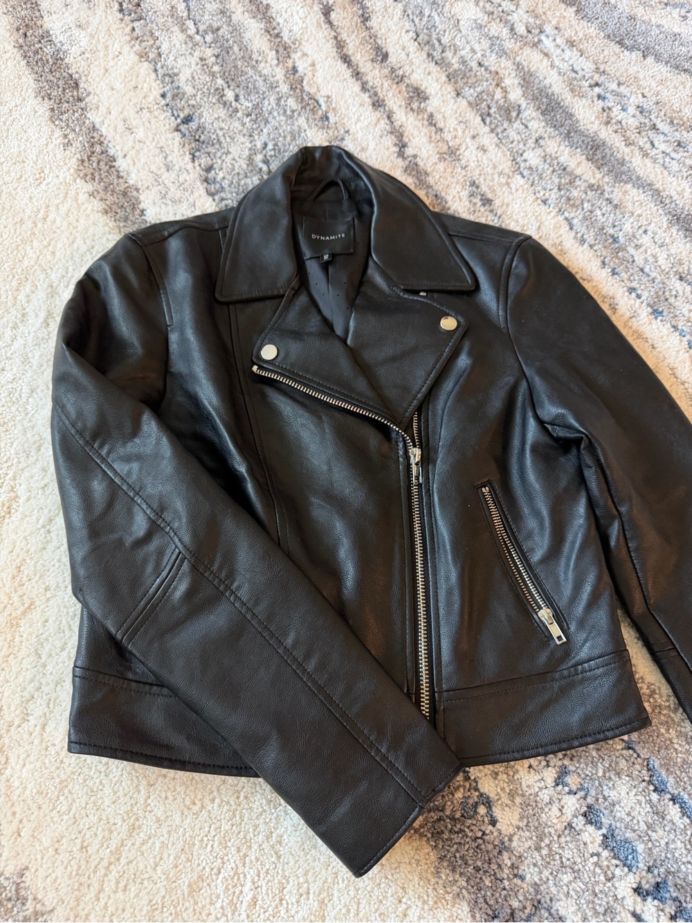 Dynamite Black Faux Leather Asymmetrical Moto Jacket